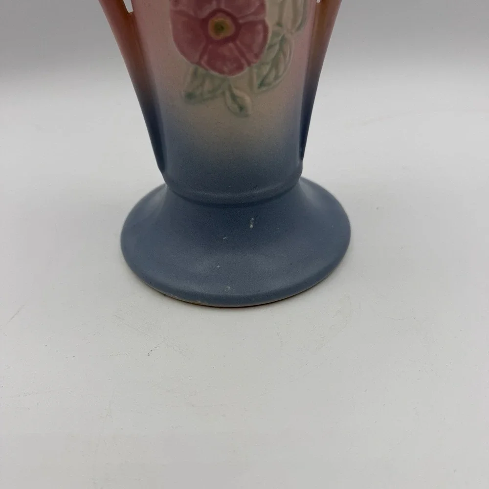 Vintage Hull‎ Pottery Dogwood Vase 503 8 1/2'' Tall Blue Pink Flowers Floral USA